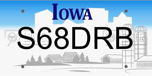 S68DRB Iowa License Plate