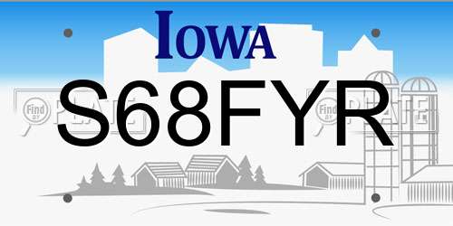 S68FYR Iowa License Plate
