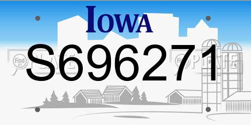 S696271 Iowa License Plate
