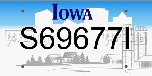 S69677I Iowa License Plate