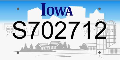 S702712 Iowa License Plate