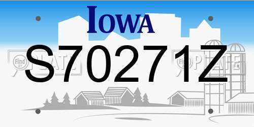 S70271Z Iowa License Plate