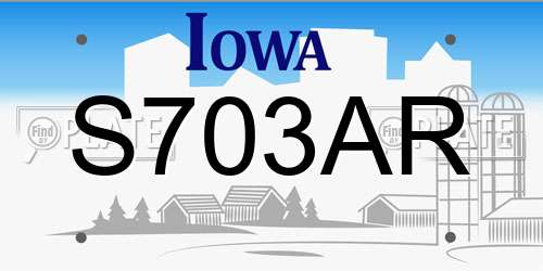 S703AR Iowa License Plate