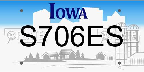 S706ES Iowa License Plate