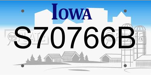 S70766B Iowa License Plate