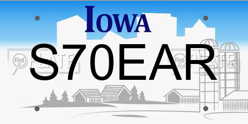 S70EAR Iowa License Plate