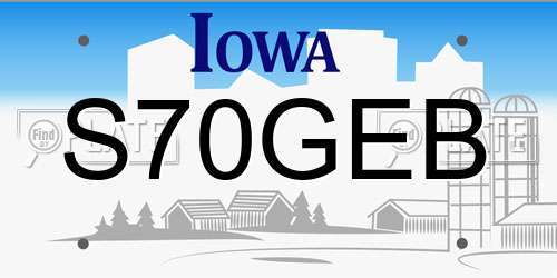 S70GEB Iowa License Plate