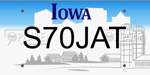 S70JAT Iowa License Plate