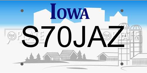 S70JAZ Iowa License Plate