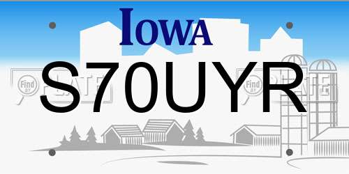 S70UYR Iowa License Plate