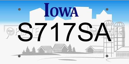 S717SA Iowa License Plate