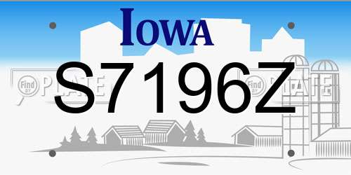 S7196Z Iowa License Plate