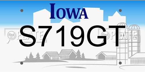 S719GT Iowa License Plate