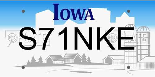 S71NKE Iowa License Plate