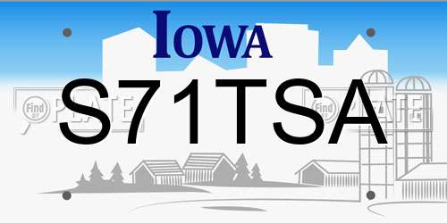 S71TSA Iowa License Plate