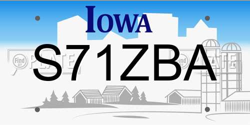 S71ZBA Iowa License Plate