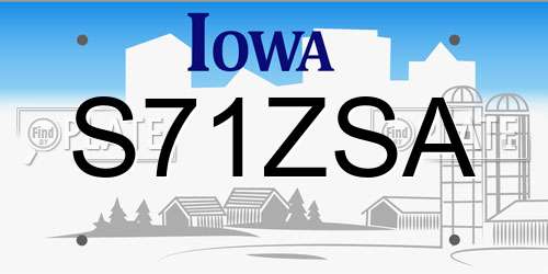 S71ZSA Iowa License Plate