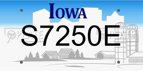 S7250E Iowa License Plate