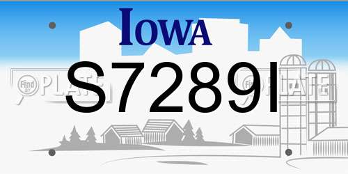 S7289I Iowa License Plate