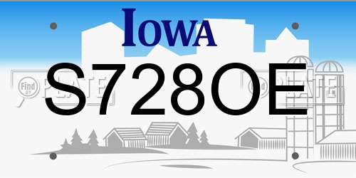 S728OE Iowa License Plate
