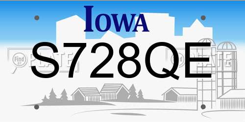 S728QE Iowa License Plate