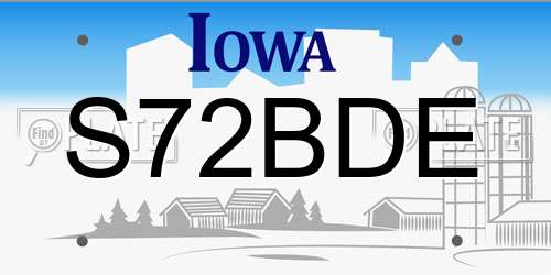 S72BDE Iowa License Plate