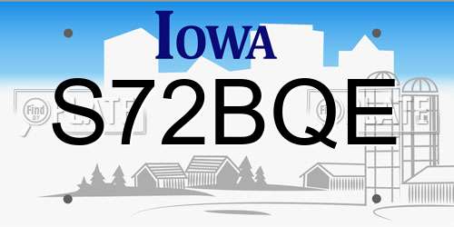 S72BQE Iowa License Plate