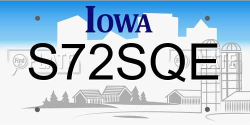 S72SQE Iowa License Plate