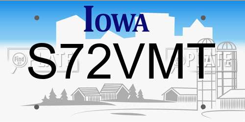 S72VMT Iowa License Plate