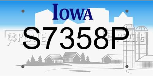 S7358P Iowa License Plate