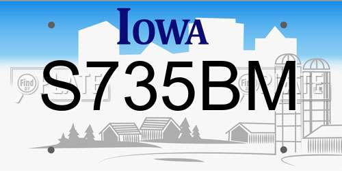 S735BM Iowa License Plate