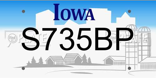 S735BP Iowa License Plate