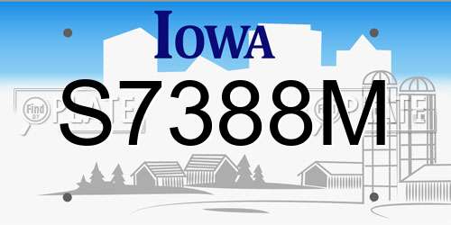 S7388M Iowa License Plate