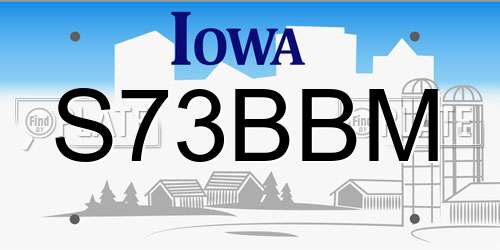 S73BBM Iowa License Plate