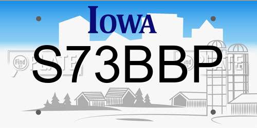 S73BBP Iowa License Plate
