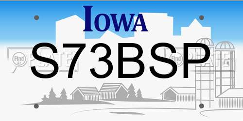 S73BSP Iowa License Plate