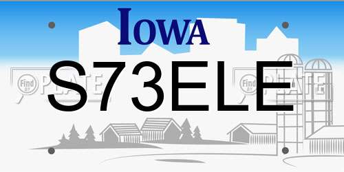 S73ELE Iowa License Plate