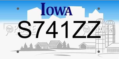 S741ZZ Iowa License Plate