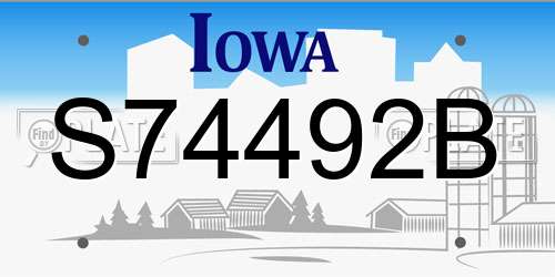 S74492B Iowa License Plate