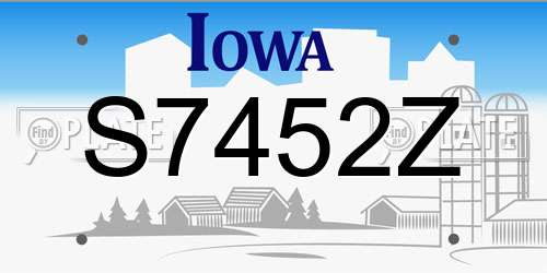 S7452Z Iowa License Plate