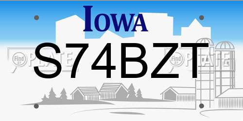 S74BZT Iowa License Plate