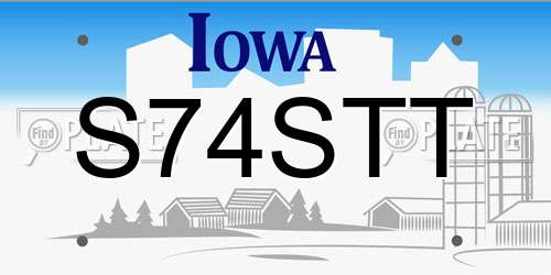 S74STT Iowa License Plate