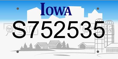 S752535 Iowa License Plate