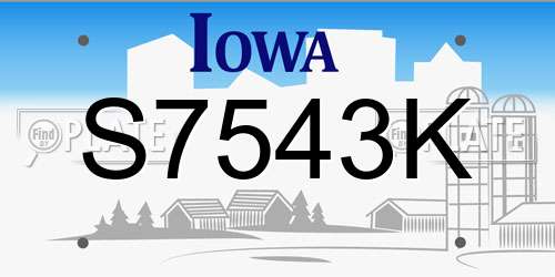 S7543K Iowa License Plate