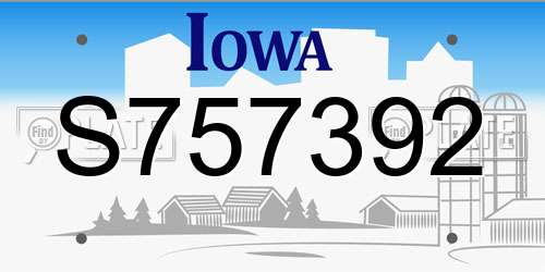 S757392 Iowa License Plate