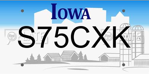 S75CXK Iowa License Plate