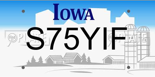 S75YIF Iowa License Plate