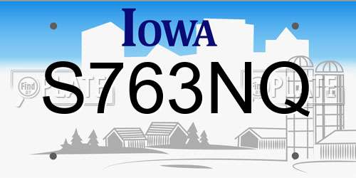 S763NQ Iowa License Plate