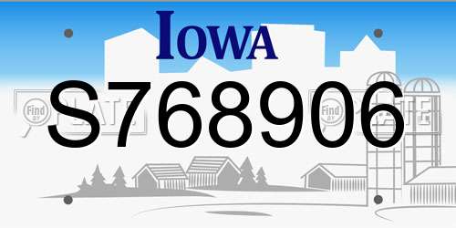 S768906 Iowa License Plate
