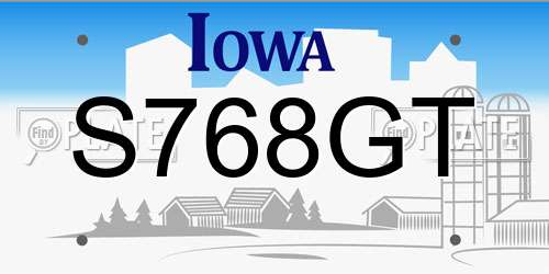 S768GT Iowa License Plate